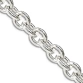 JewelryWeb 925 Sterling Silver Solid Polished Rolo Chain Necklace 16 Inch 6.1mm Lobster Claw Chain Necklace for Women and Men