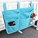 Pinji 8 Pockets Bedside Storage Bag Caddy Hanging Organizer Pockets for Headboards, Bed Rails, Dorm Rooms,Bunk Beds, Hospital Beds Blue