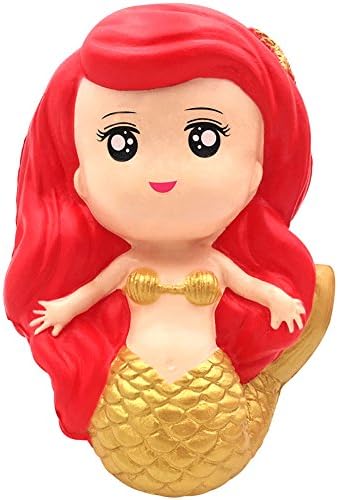 Slow Rising Kawaii Simulation Decompression Cute Mermaid for Collection Gift Decorative Props or Stress Relief(Red)