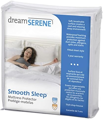 DreamSerene Smooth Sleep Hypoallergenic, Waterproof and Breathable Mattress Protector, King, White
