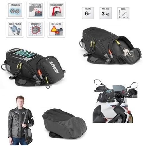 Givi ea106b Backpack for Moto Universal Black Tank Bag with Magnets and Straps 6lt Attachment for Ducati DIAVEL Dark 1200 2017 – 2017