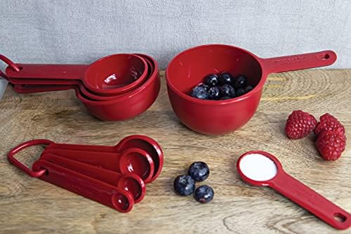 Tazas Medidoras, Juego de 4 Tazas Aptas para Lavavajillas - Rojo Imperio — foto 3 de 7