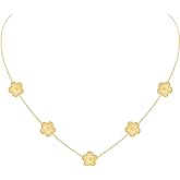 JIEMUCHU Gold Plated Stainless Steel Flower Necklace Jewelry for Women