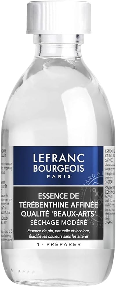 Lefranc Bourgeois Purified Turpentine Oil 250ml for Oil Painting