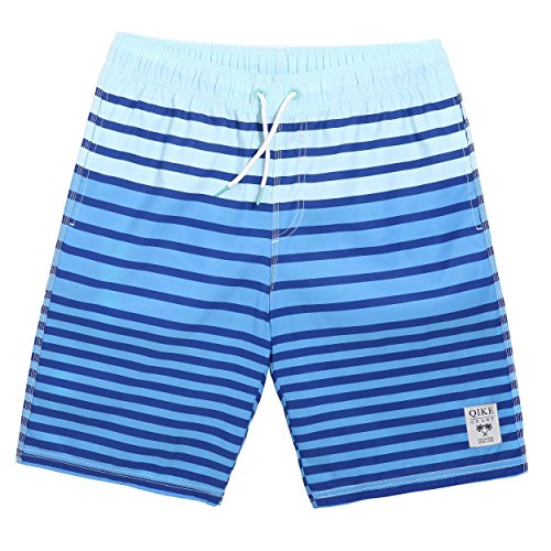 MaaMgic Mens Quick Dry Striped Swim Trunks Long With Velcro Pocket