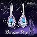 EleQueen 925 Sterling Silver CZ Baroque Drop Hook Earrings Vitrail Light Made with Austrian Crystals, Valentine's Day/Mother's Day/Christmas Jewelry Gift