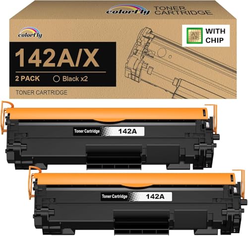 colorfly 142A W1420A Tóner con Chip Compatible con HP 142A 142X W1420X para HP LaserJet MFP M140w Toner M110w M110 MFP M140 MFP M139w M139 (2 Negros)