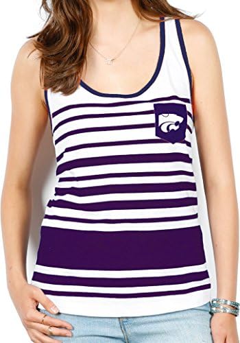 NCAA Kansas State Wildcats Women's Variegated Stripe Pocket Tank, Medium, White