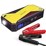 DBPOWER 600A Peak 18000mAh Portable Car Jump Starter (up to 6.5L Gas, 5.2L Diesel Engine) Battery Booster Phone Charger with Smart Charging Port, Compass, LCD Screen and LED Light (Black/Yellow)