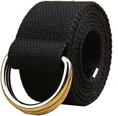 Mokor Art Canvas Web Belt Double D-ring Buckle 1 1/2 Inch Extra Long Metal Tip Solid Color