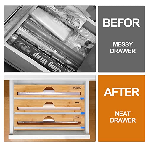 Wrap Dispenser With Cutter, Plastic Wrap, Aluminum Foil And Wax Paper