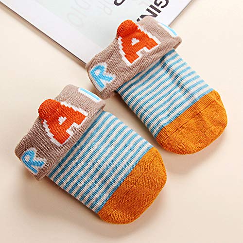 Dicry Baby Boys Socks,6-18 Months,5 Pairs,Turn Cuff,Non Slip,Anti Skid,Infant Grip Ankle Socks