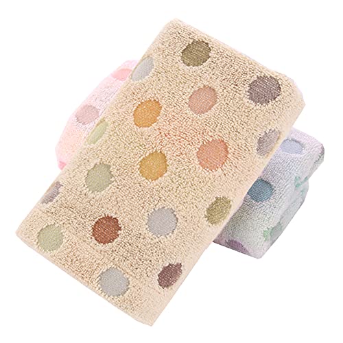 Pidada Hand Towels Set of 2 Colorful Polka Dot Pattern 100% Cotton Soft Absorbent Decorative Towel for Bathroom (Beige and Brown)