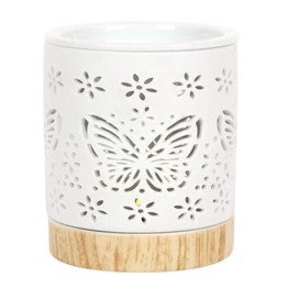 Elegant White Ceramic Matte Butterfly Oil Burner - 11cm x 9.5cm (1 Pc.) - Decorative Fragrance Diffuser - Unique Design & Premium Quality Material - Perfect for Home Decor & Aromatherapy