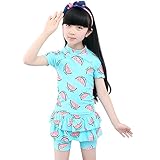 HZYBABY Girl's Rush Guard Ruffle Bathing Suits Two