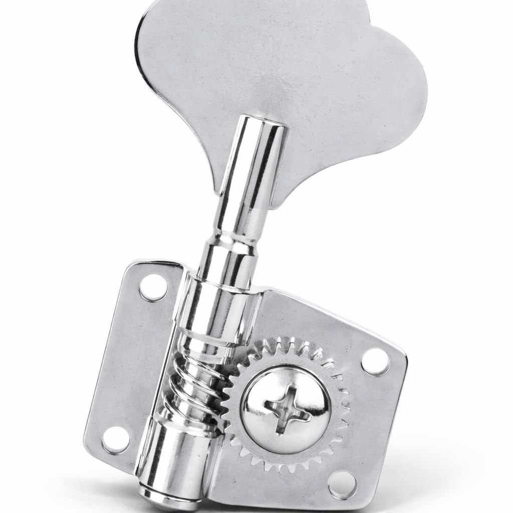 Dilwe Electric Bass Guitar Tuning Peg, Silver Steel Open Design, Bass Guitar Tuner, Right-Handed for Stage Performance, Studio Recording, Home Practice
