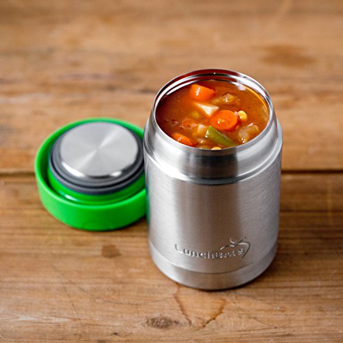 LunchBots Thermal 12 oz Triple Insulated Food Container - Hot 6 Hours or Cold 12 Hours - Leak Proof Thermos Soup Jar - All Stainless Interior - Green - Thumbnail 5