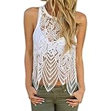 Kwok Blouse,Women's Lace Crochet Vest Tank Top Casual Sleeveless Blouse
