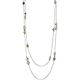 BULINLIN Layered Silver Long Necklace for Women Turquoise Stone Beaded Strand Sweater Chain Necklaces Fashion Costume Jewelry Gifts for Mom