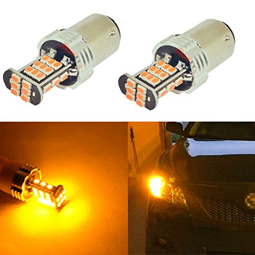 Alla Lighting 2000 Lumens Newest Version High Power 3020 30-SMD Super Extremely Bright 6000K White LED Bulb for Fog Light Bulbs Lamps (1157/BAY15D, Amber Yellow)