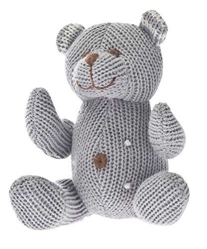 Beba Bean Knit Cotton Animal Rattle for Baby (Bear Grey)