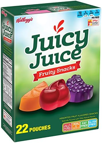 Juicy Juice, Fruity Snacks, Assorted Fruit Flavored, Gluten Free, Fat Free, 17.6oz Box (22 Count)