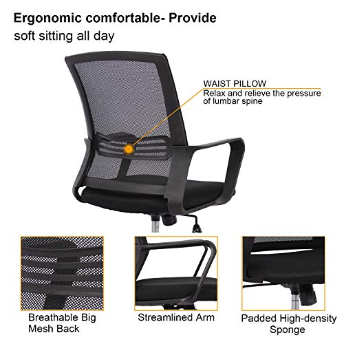 Smugdesk Mid-Back Big Ergonomic Office Lumbar Support Mesh Computer Desk Task Chair with Armrests Smugdesk Mid-Back Big Ergonomic Office Lumbar Support Mesh Computer Desk Task Chair with Armrests