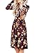 ZESICA Women's Long Sleeve Floral Pockets Casual Swing Pleated T-shirt Dress Burgundy X-Large