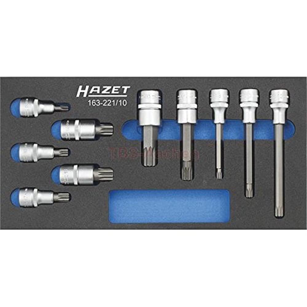 HAZET 163-221/10 Internal Serration Profile XZN Screwdriver Socket Set - CVD-Tin Coated