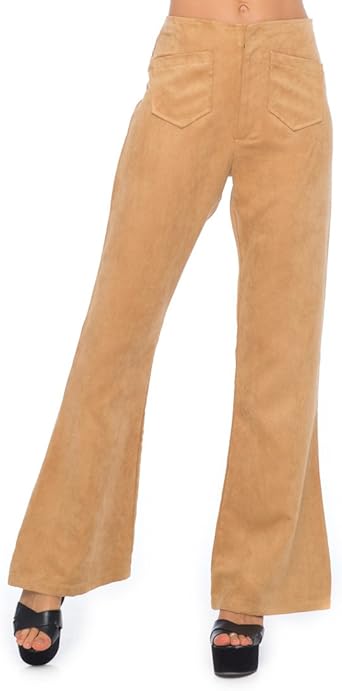 tan flared trousers