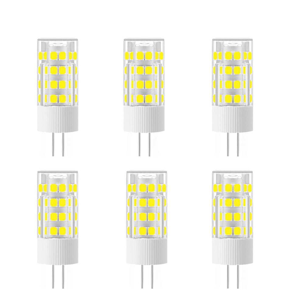 Jiotouhu 6 Pack G4 Led Bulbs 5W Equivalent to 50W, 51 LEDs, 500 Lumens, 360 Degree Beam Angle, AC/DC 12V, Non-Dimmable, 6000K Cool White