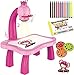 7TECH Draw Projector Children's Art Toy Trace-n-Draw Projector with 32 Patterns 8 Colorful Water Pens Treasures Tracer Art Projector Educational Toy for Kids -Pink