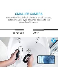 DEPSTECH Endoscopio inalámbrico, WiFi Borescopio con lente de zoom, Inspección HD Cámara de serpiente para Android e iPhone, Samsung, Tablet   Negro (16,4FT)