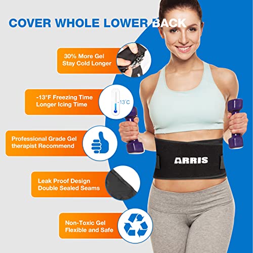 Gel Ice Pack for Back, ARRIS Back Ice Wrap with Support Belt for Pain