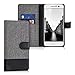 kwmobile Wallet case canvas cover for HTC 10 - Flip case with card slot and stand in grey black