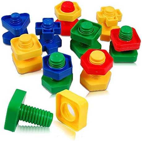 HShyxlkj Plaything 40Pcs/Set 3D Colorful Screw Nuts Bolts Building Puzzle Game Intelligent Kids Toy - 40pcs Educational Toy DIY Building Colorful