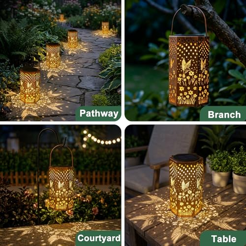 Eandisom Birthday Gifts for Women - Garden Decor Hummingbird Solar Lanterns Outdoor Waterproof, Mothers Day Gifts for Mom Grandma, Hanging Solar Lights Outside for Yard, Patio