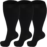 Dzpuhuojz 3 Pairs Plus Size Compression Socks 20-30 mmHg Wide Calf 3XL view 1