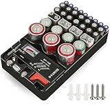 D-FantiX Battery Organizer Storage Case with Tester Universal Battery Holder Storage for AA AAA C D 9V 1.5V Button Cell Batteries