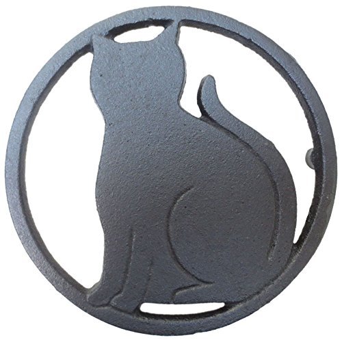 Black cat metal trivet with feet for kitchen or dining table - ca…