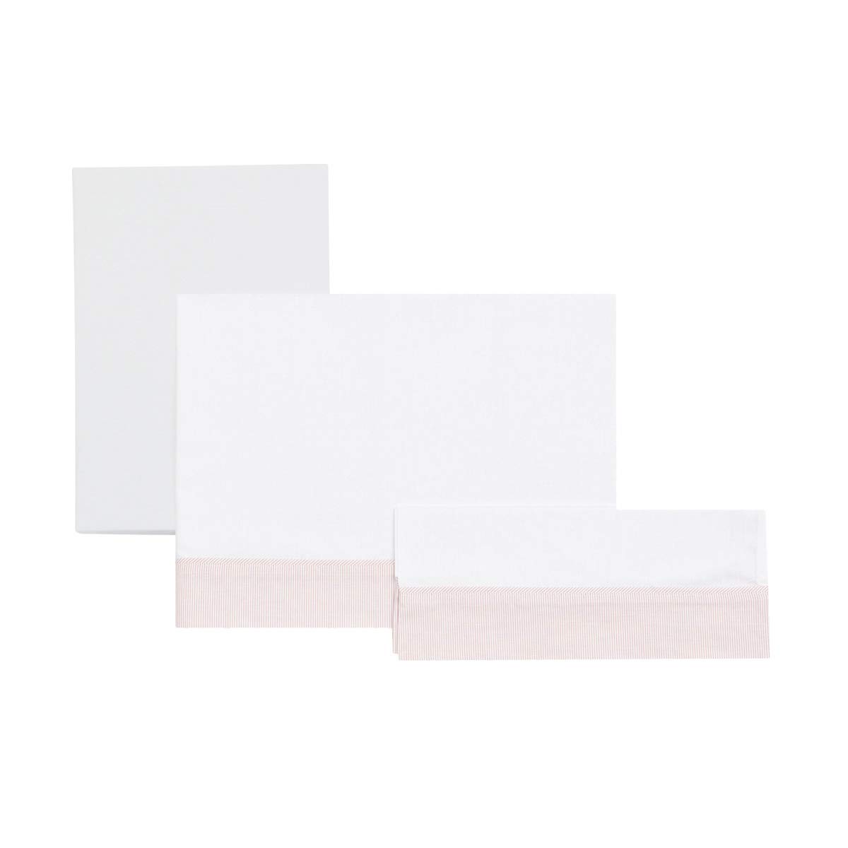 Cambrass Cot Flat Sheet (100 x 165 cm, Star Pink, Set of 3)