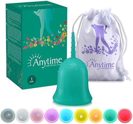 Menstrual Cups-Small&Big Size-Best Alternative to Tampons and Cloth Sanitary Napkins-with Manual and Cloth Bag and Gift Box (Green, Large)