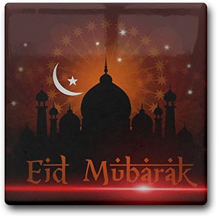Personalized Coasters Eid-Mubarak Square Ceramic Drink Coaster For Bar, Coffee Cup Mat Tea Pad Table Decoration Accessories