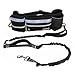 Hands Free Dog Leash, Dog Walking and Training Belt with Shock Absorbing Bungee Leash for up to 180lbs Large Dogs, Phone Pocket and Water Bottle Holder, Fits All Waist Sizes From 28” to 49”, Gray