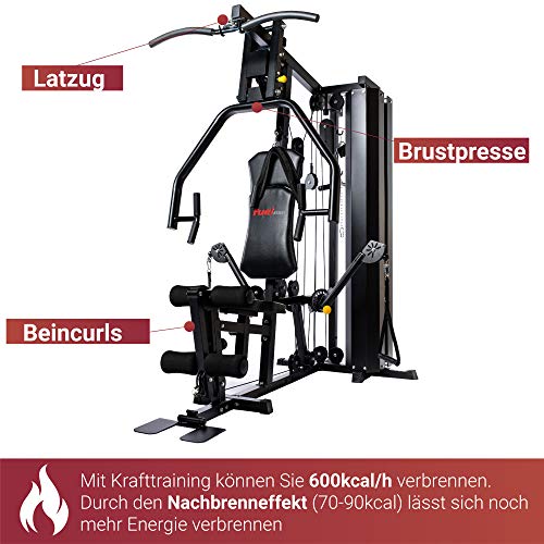 Fuel-Fitness-Kraftstation-KS300-fuer-Zuhause-Multistation-fuer-Ganzkoerper-Krafttraining-Homegym-mit-Seilzug-Latzug-Brustpresse-unzaehlige-Trainingsvariationen-68kg-Gewichtsblock-inkl-Zubehoer