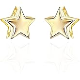 Dreuyet Star Earrings for Women Simple Gold Plated 3D Star Stud Earrings Charming Y2k Star Buckle Earrings