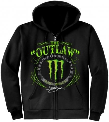 The Outlaw Monster Energy Kurt Busch Full Zip Hoodie (Large, Black)
