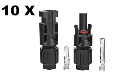 SuRCLe MC4 Connectors for Solar Panels (Black) - 10 Pairs