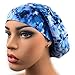 Womens Surgical Scrub Hat OR Nurse Cap Euro Style Adjustable Bouffant Cap Navy Blue Tie Dye