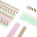 125 PCS Paper Straws Pink Gold Mint Green Stripe Chevron Wave Assorted Collection Drink Decoration - Boxed 5 Individual Pack
